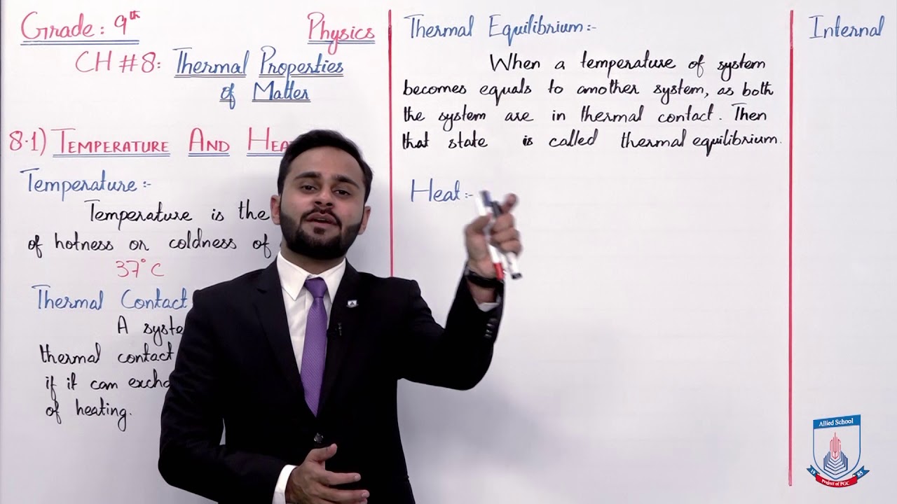 Class 9 - Physics - Chapter 8 - Lecture 1 - 8.1 Temperature and Heat - Allied Schools