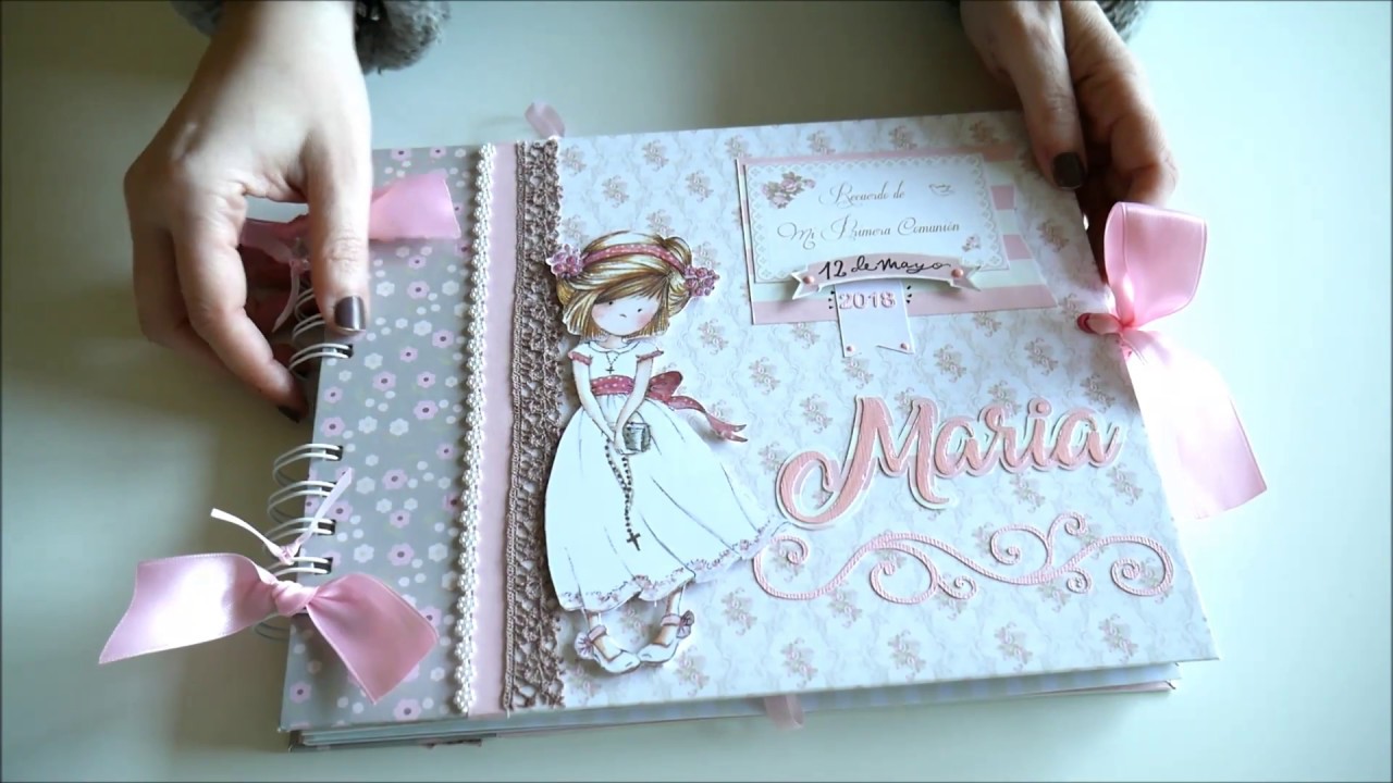 Album de fotos y firmas Scrapbook  Primera Comunión niña rubia