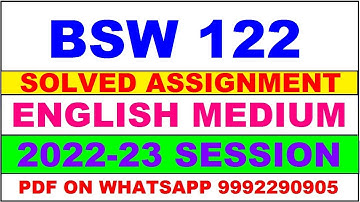 bsw 122 solved assignment 2022-23 | bsw 122 solved assignment in english 2022-2023 | bsw 122 2023