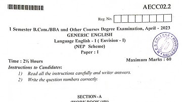B. Com 1st Sem English Language Question Paper 2023