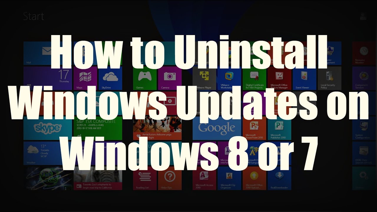 HOW-TO: Uninstall Windows Updates on Windows 8/7/Vista - YouTube