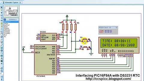 Interfacing PIC16F84 with DS3231 (DS3232) - Simulation