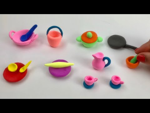 Amazing technique make kitchen set with polymer clay| Miniature clay kitchen set| Primitive