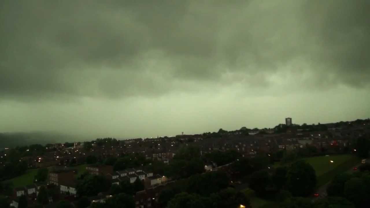 Newcastle June 2012 Summer Storm upon Tyne uk lightning rain and floods