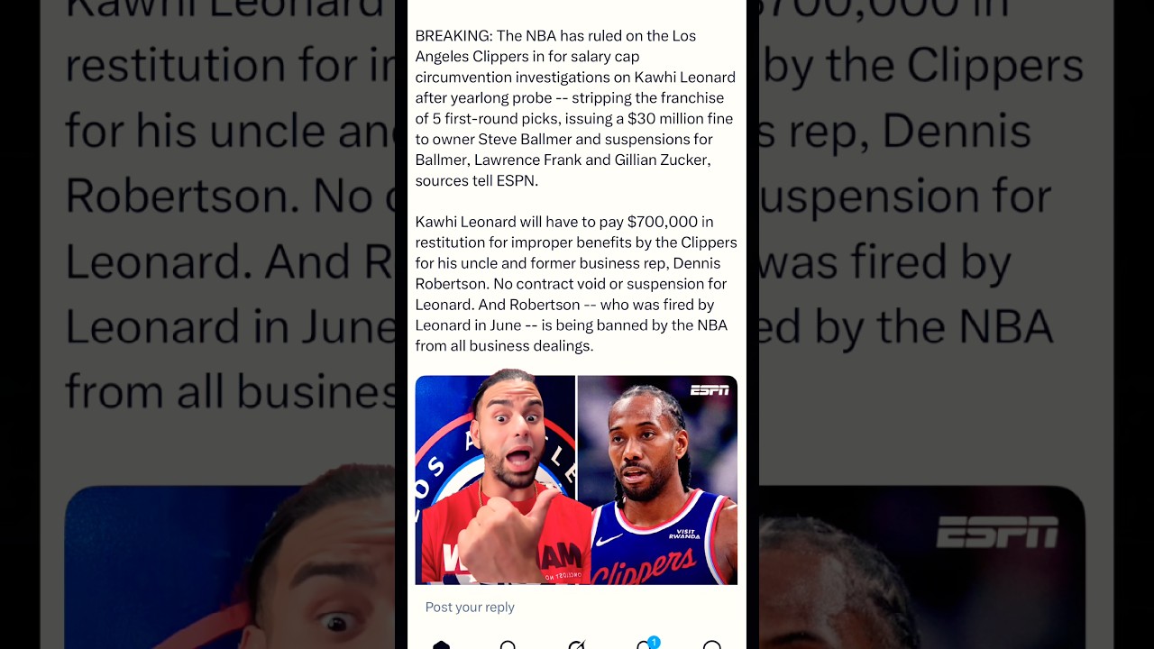 The NBA comes down HARD on the Los Angeles Clippers! #nba #fyp #shorts #kawhileonard #trending
