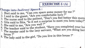 direct and indirect exercise 5A | Exercise 5a | Exercise 5a class 12 | Exercise 5a class 12 UP Board