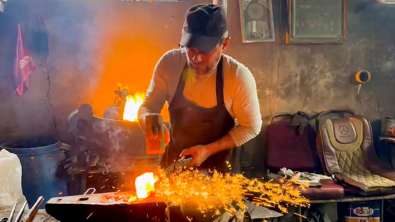 🔥⚔️ Преобразование Старого Лезвия Пилы В Ручной Дамасский Нож.