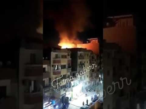 حريق هائل بشقه في حي السادات باسيوط