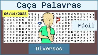 Caça Palavras Difícil - Diversos - 06/11/2023 