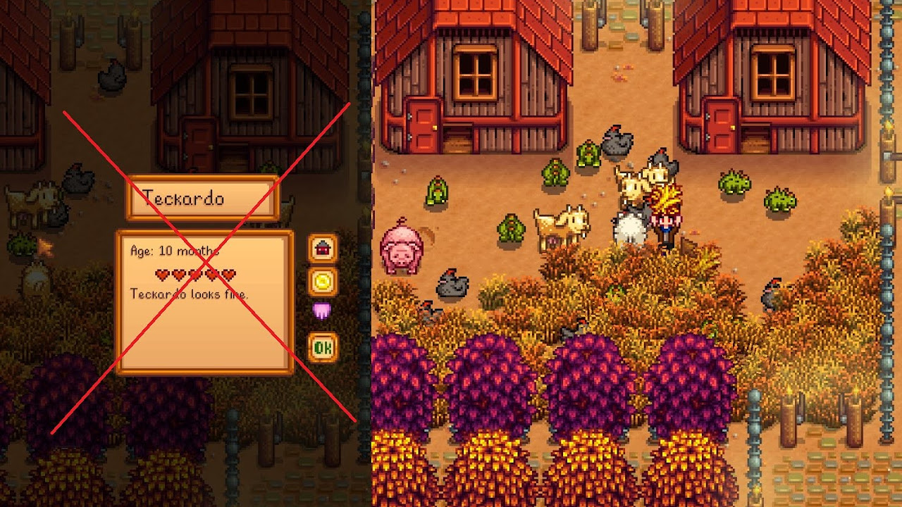 stardew valley วิธีเลี้ยงไก่  Update New  เทคนิคการให้หัวใจสัตว์เลี้ยงโดยไม่ให้หน้าต่างสเตตัสขึ้นมารบกวน Stardew Valley