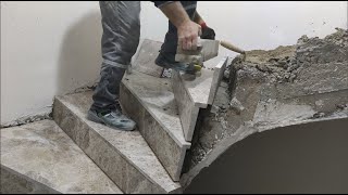 Mermerciden yuvarlak merdivene mermer granit böyle döşenir  Marble granite flooring master