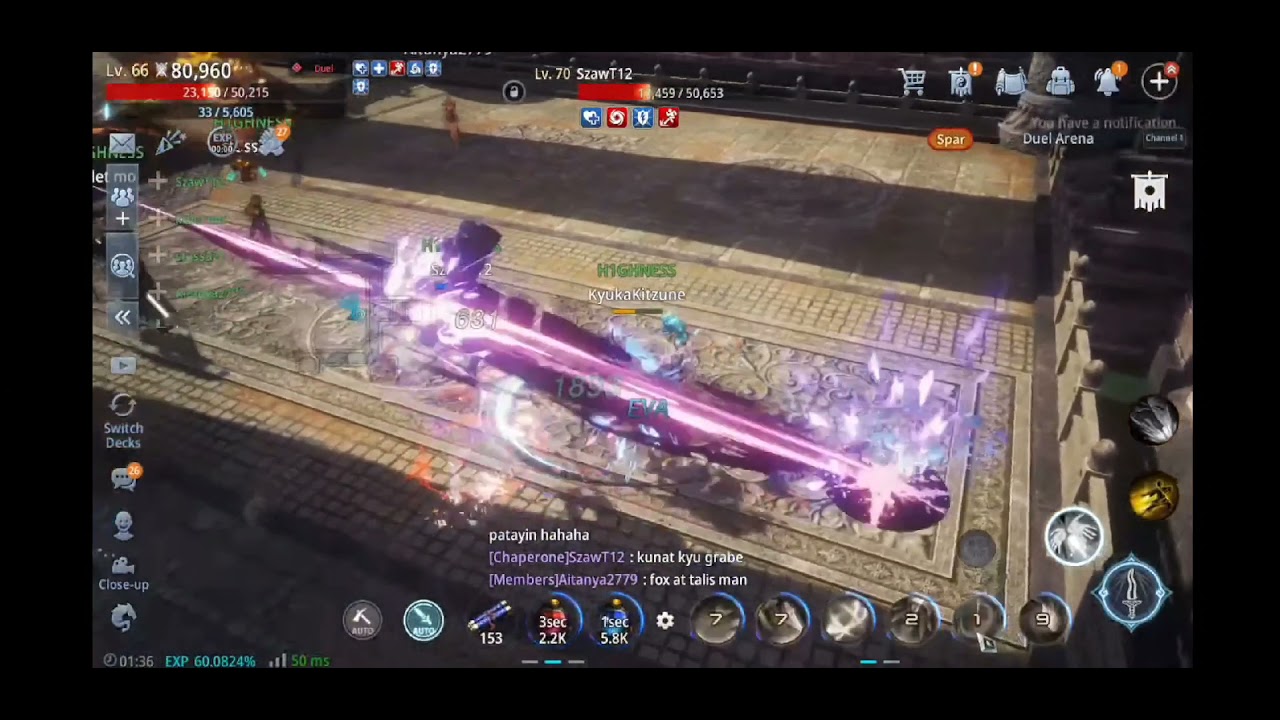 MIR4 lvl66 Taoist vs lvl70 Lancer (both 80k ps)