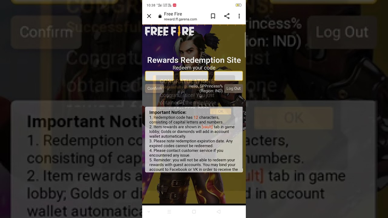 FFPL Free Fire Pro League Redeem Code 