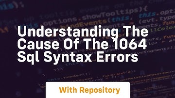 Understanding the cause of the 1064 sql syntax errors