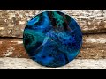 Resin Pour Painting- Black & Blue Clock