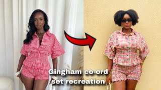 How to recreate this two piece gingham Shirred shirt and shorts with collar tutorial |Detailed|