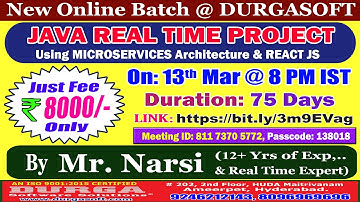 JAVA REAL TIME PROJECT Online Training @ DURGASOFT