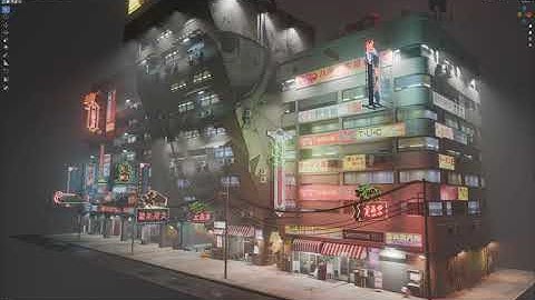 Blender Eevee Cyberpunk Street And Shops