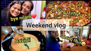 She left😔|Spinach Mushroom Raviolis & Veg Stirfry Recipe| Cheesecake reactions🤣 #vlog #youtube