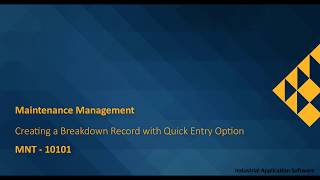 MNT 10101 : MNTT03 - Creating a Breakdown Record with Quick Entry Option