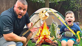 Caleb & Daddy Go Camping Pretend Play Camping & Fishing Adventure