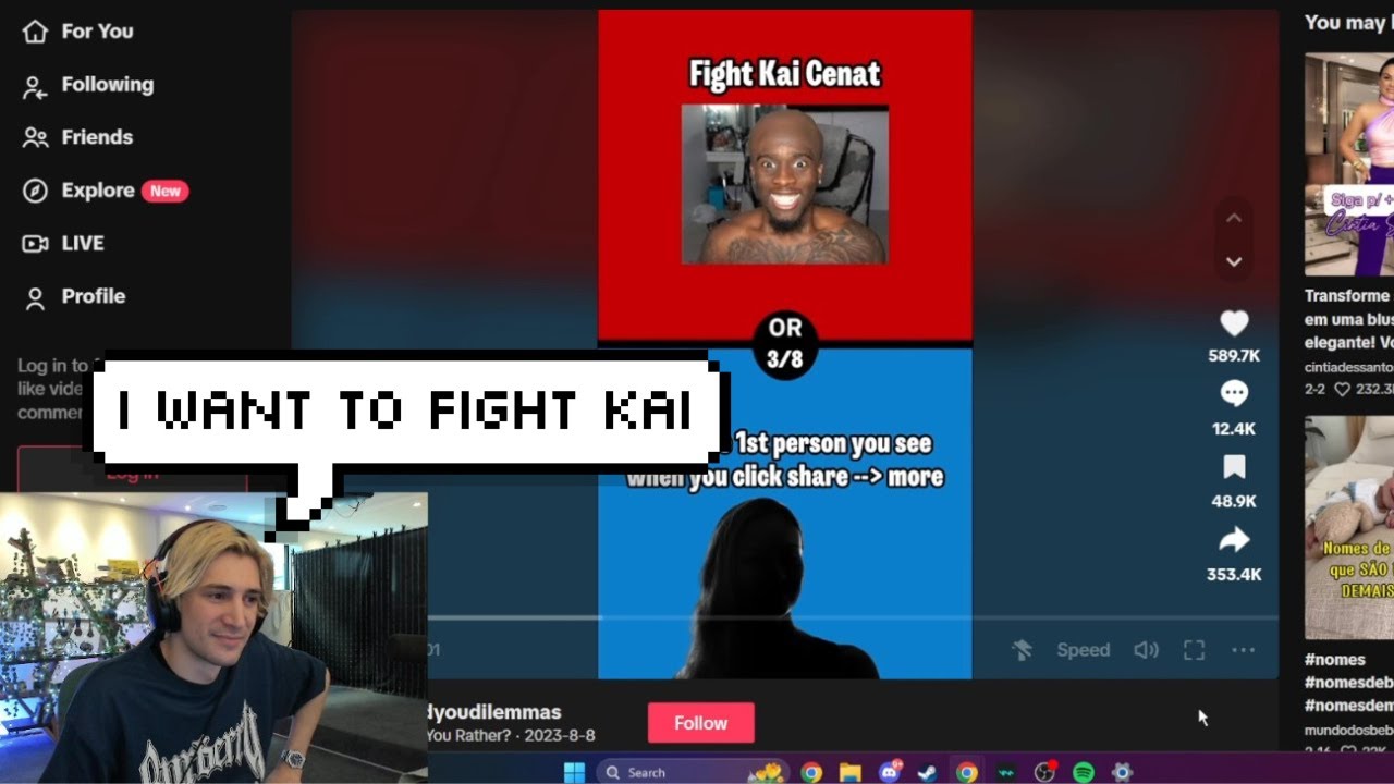 xQc Wants to Fight Kai Cenat - YouTube