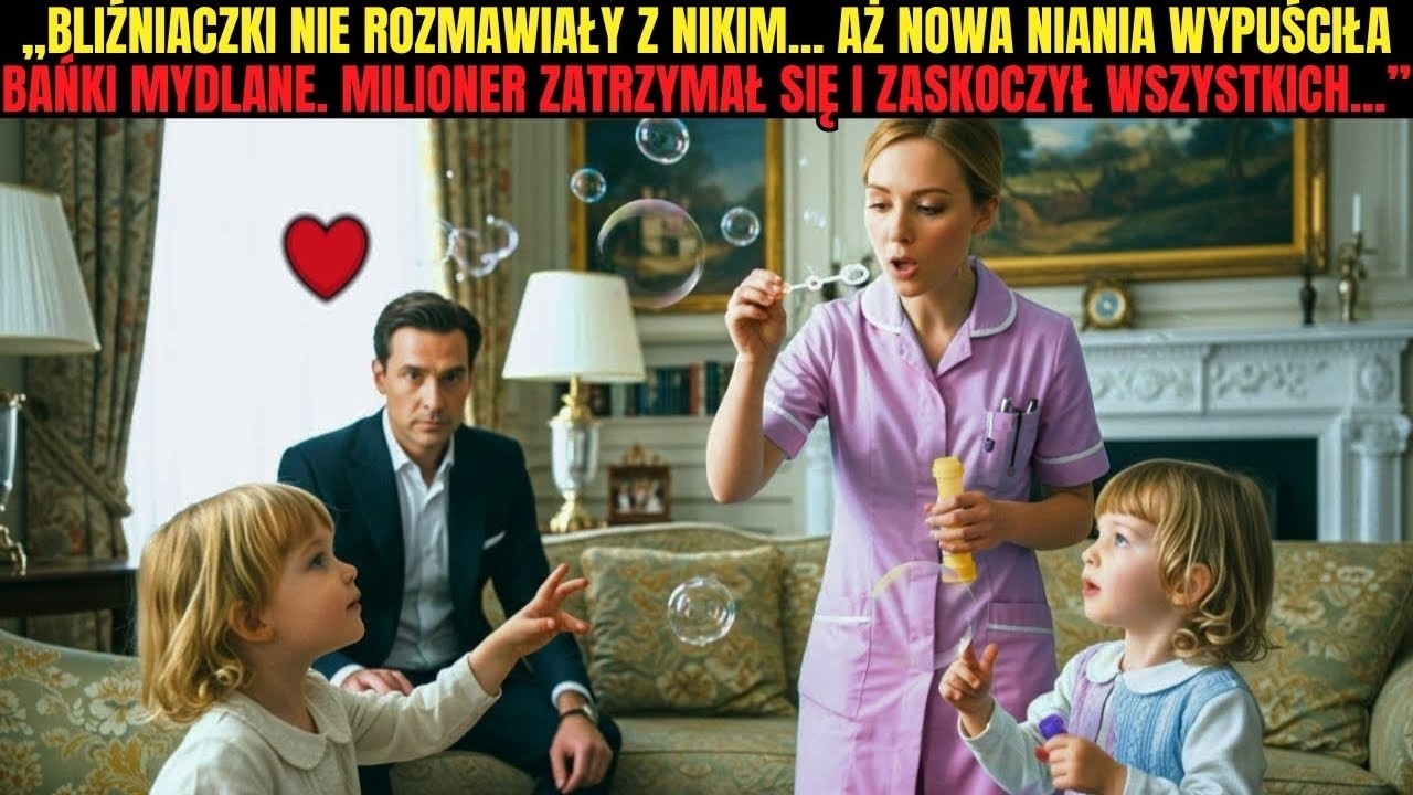 Bliźniaczki nie rozmawiały z nikim… aż nowa niania wypuściła bańki mydlane. Milioner się zatrzymał.