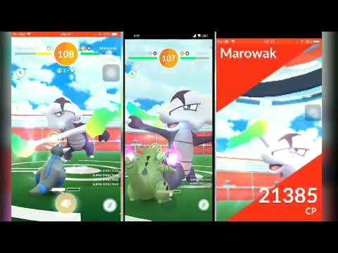 POKEMON GO ALOLAN MAROWAK FIRE BLAST DUO VS RAMPARDOS & TYRANITAR (PARTLY CLOUDY)