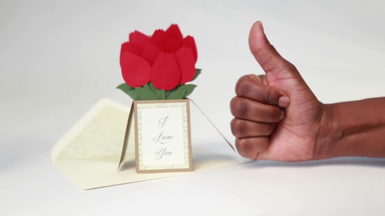 Happy is Handmade - Red Rose Bouquet Pop Up Card