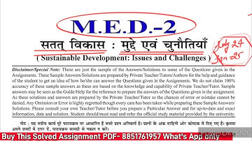 MED 02 Solved Assignment 2024-2025 | MED 02 Solved Assignment 2024-25 In Hindi | MED 02 Assignment