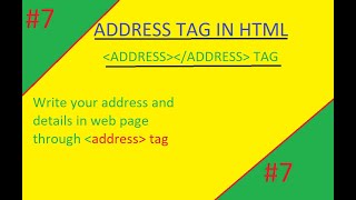 ADDRESS TAG IN HTML | Write address  of  a person  using address tag in html | address tag hindi