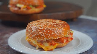 রাস্তার ফুড কার্টের ৬০ টাকার চিকেন বার্গার | Chicken Burger Recipe | Street style chicken burger