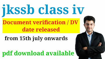 jkssb class iv Document verification / DV date released