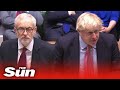 Boris Johnson cheered by his new MPs next to grim-faced Jeremy Corbyn as Parliament returns