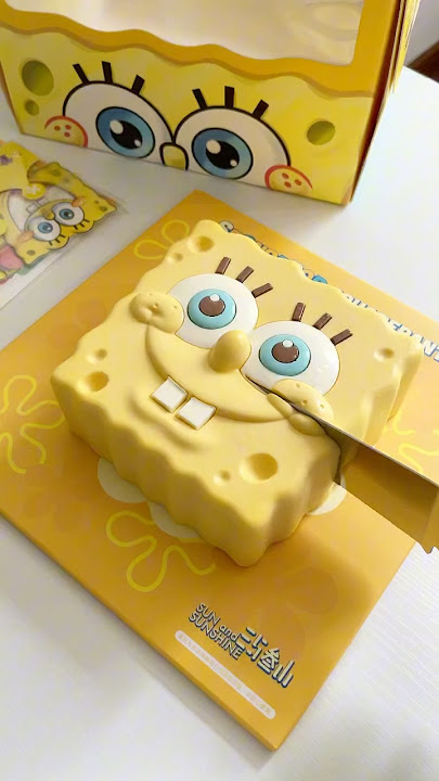 Eat giant spongebob cake #asmr #food #cake #spongebob #dessert #satisfying #lifestyle #asmrfood