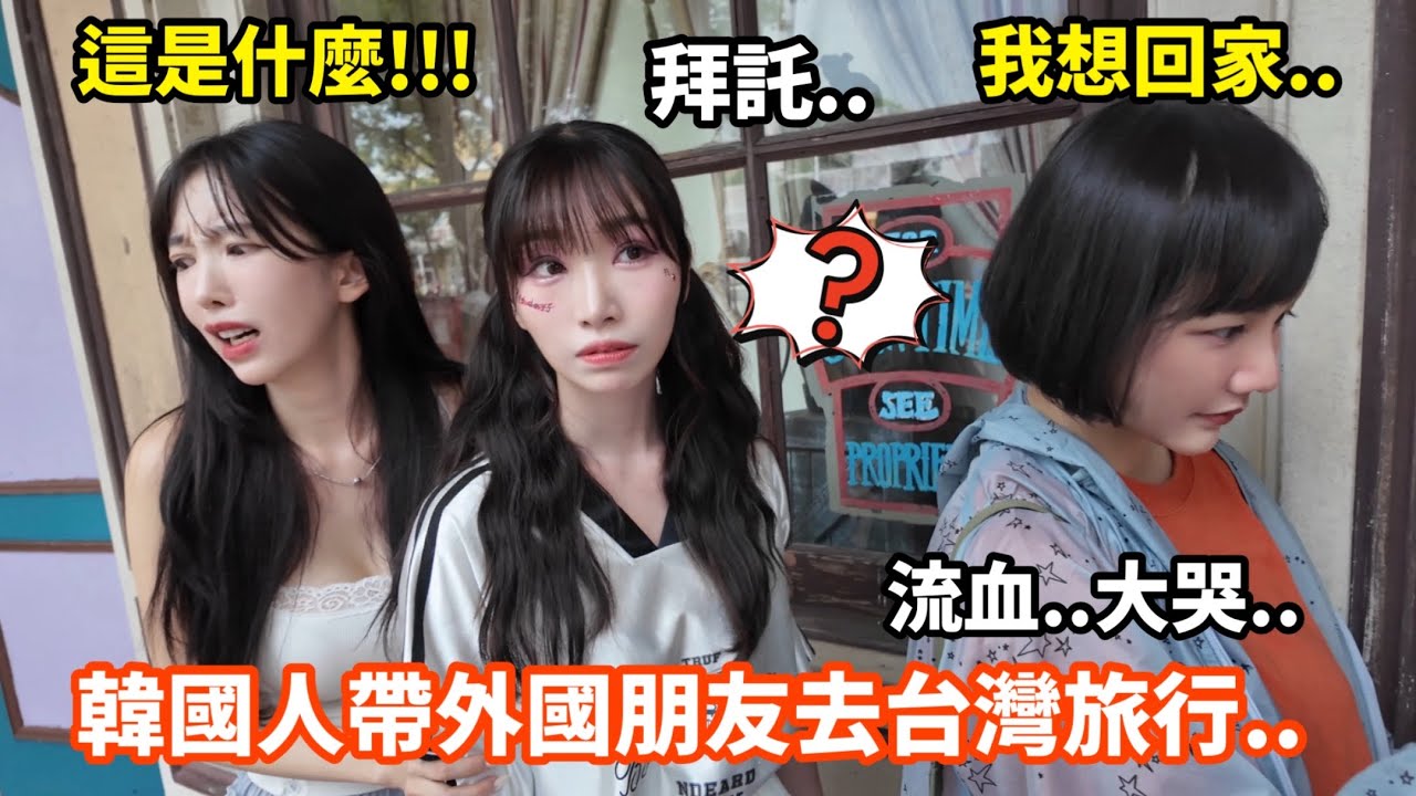 尹到怡|🇹🇼台韓日 三個國家的女生第一次去六福村有..流血..哭聲.. 尖叫..大家這隻影片你們小心看！靜音看更刺激|
