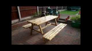 A short video showing a step by step guide using photographs of how I built a picnic bench for my garden.