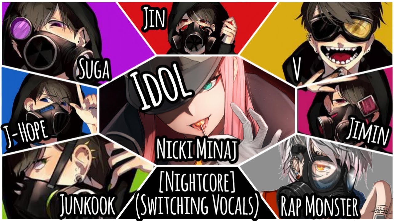 Nightcore - Idol (Switching Vocals) (Color Coded) (BTS Ft. Nicki Minaj)