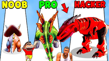 MERGING DINOSAURS to T-REX | NOOB vs PRO vs HACKER with SHINCHAN and CHOP