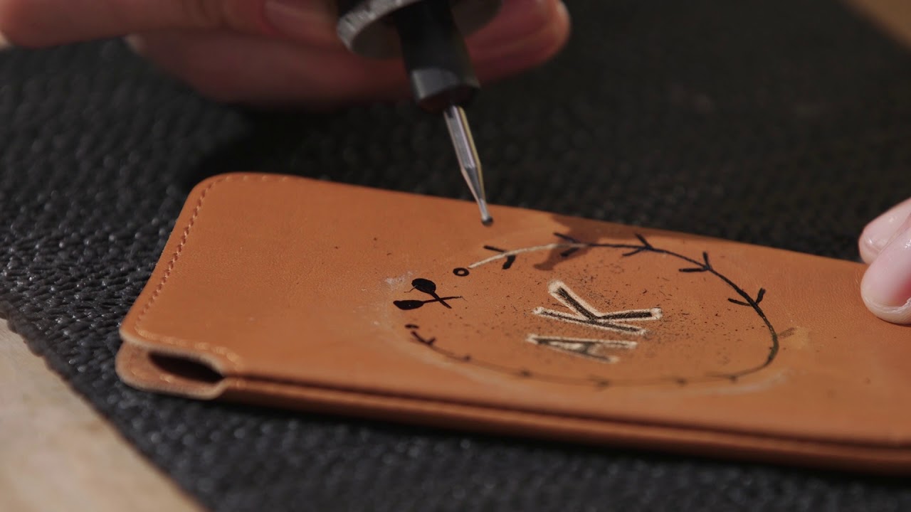 How to Engrave your Personal Leather Phone Case DIY - YouTube