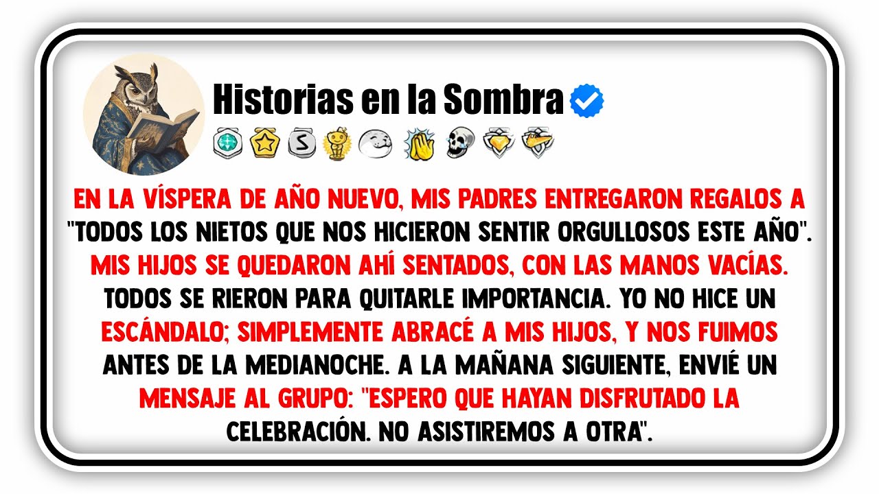 En la víspera de Año Nuevo, mis padres entregaron regalos a 