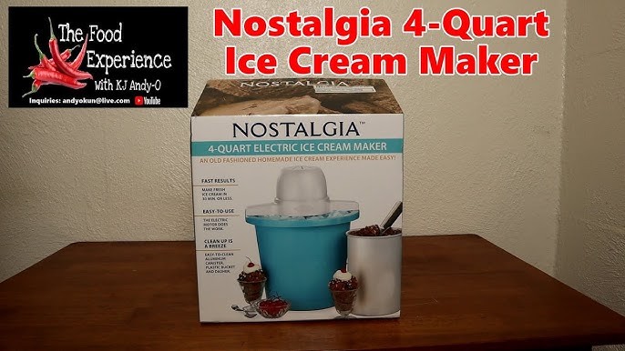 Nostalgia Electric Ice Cream Maker with Candy Crusher - Aqua 2 qt