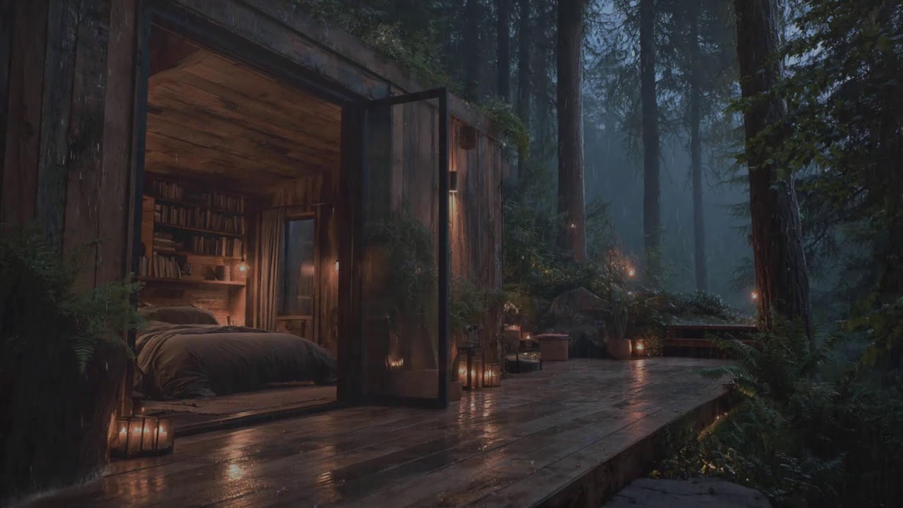 🌧️Rainy Night in a Forest Cabin Calming Rain Sounds for Deep Sleep ...