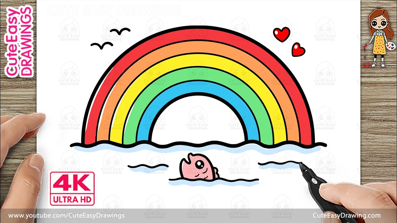 How to Draw a Cute Rainbow with Fish – Easy Drawing for Kids and Beginners