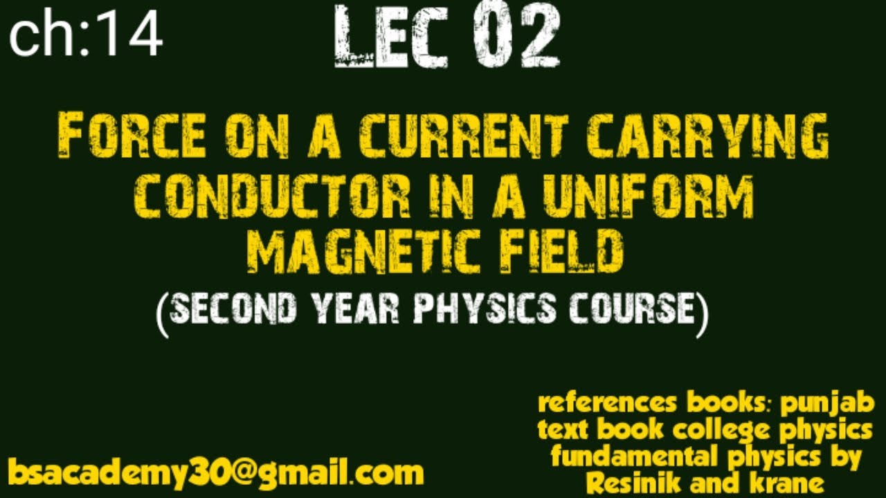 Force on a current carrying conductor in a uniform magnetic field - YouTube