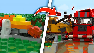 LEGO Train vs Cars in Different Scales | Animation