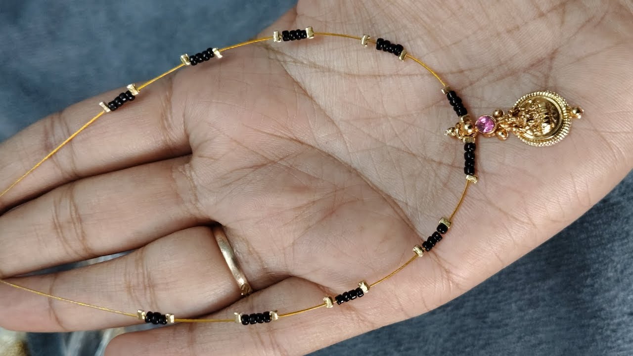 Beautiful handmade black beads invisible chain making video
