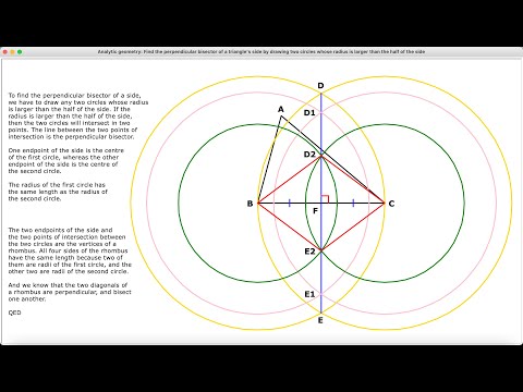 Finding the perpendicular bisector of a triangle's side by drawing two circles | Python Turtle