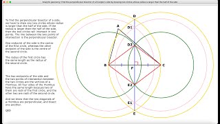 Finding the perpendicular bisector of a triangle's side by drawing two circles | Python Turtle