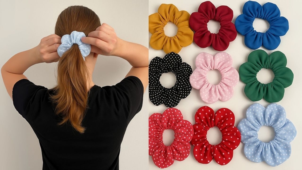 Scrunchie com Flor Para Vender Muito! Elástico de Cabelo Passo a Passo